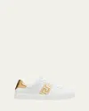Versace White Leather Greca Sneakers In White/gold