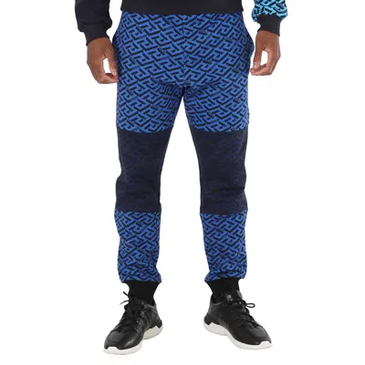 Versace Men's La Greca Logo Print Colour-block Track Pants