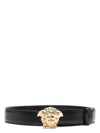 Versace Men La Medusa Leather Belt In Black