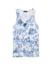 Versace Coral Theatre Print Sleeveless Undershirt In Blue