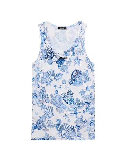 VERSACE MEN'S LA VACANZA COTTON RIB TANK TOP