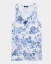 Versace Coral Theatre Print Sleeveless Undershirt In Blue