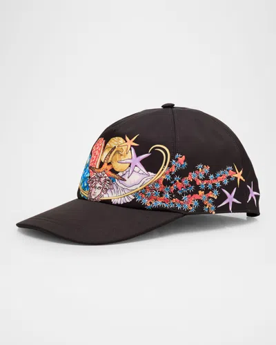 Versace Men's La Vacanza Foulard Twill Baseball Cap In Multi