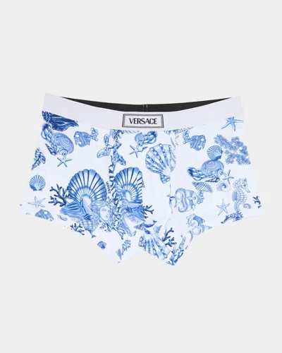 Versace Men's La Vacanza Ribbed Boxer Briefs In Multi