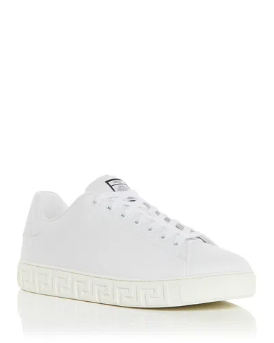Versace Men's Lace Up Sneakers In White