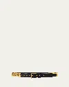 Versace Men's Leather Belt With Metal Modules In 1b00v Black  Gold