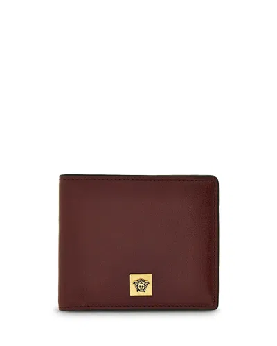 Versace Men's Leather Bifold Wallet In Burgundy