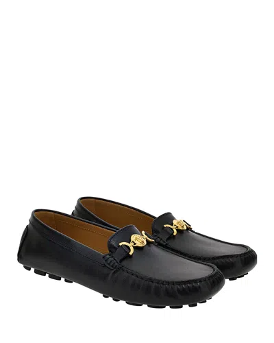 Versace Men's Leather Loafers In Black