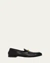 Versace Logo-embellished Leather Loafers In Black