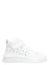 Versace White Perforated High Top Sneakers