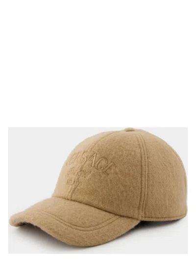 Versace Men's Logo Baseball Cap In Beige