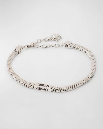 Versace Men's Logo Chain Bracelet In Palladium