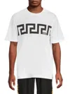 Versace Short Sleeve Cotton Polo Shirt In White Black