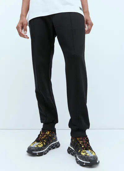 Versace Men Logo Embroidery Track Pants In Black