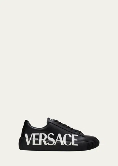 Versace Greca Logo印花低帮板鞋 In Black