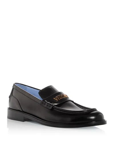 Versace Men's Logo Loafers In Black