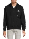 Versace Cotton Full Zip Hoodie In Black White