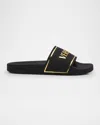 Versace Logo Pool Slide In Black Gold