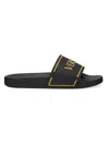 Versace Black Sandals With Logo Printed On The Front In Black