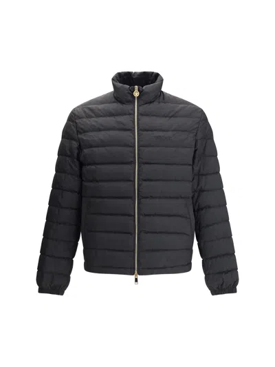 Versace Men Logoed Down Jacket In Black