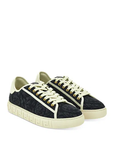 Versace Men's Low Top Sneakers In Black/off White