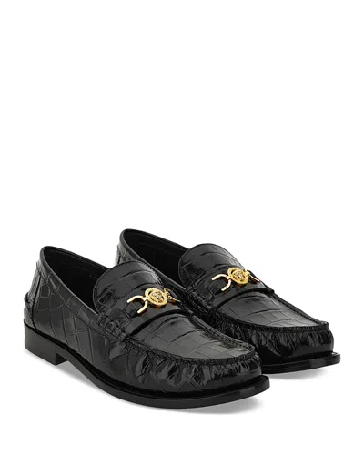 VERSACE MEN'S MEDUSA '95 CROC EMBOSSED SLIP ON LOAFERS