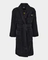 Versace Men's Medusa 95 Jacquard Terry Cloth Crocodile Pattern Robe In Black