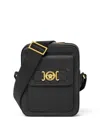 Versace Man Black Leather Medusa Biggie Crossbody Bag In Nero