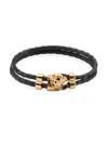Versace Men's Medusa Braided Leather Bracelet In Black