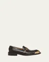 Versace Primo Leather Loafers In Black