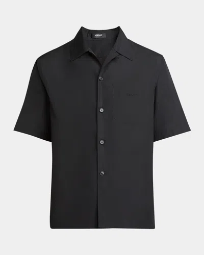 Versace Men's Medusa Cameo Poplin Sport Shirt In Black
