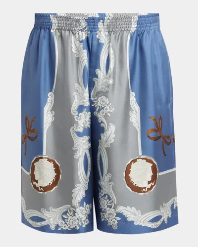 VERSACE MEN'S MEDUSA CAMEO SILK SHORTS