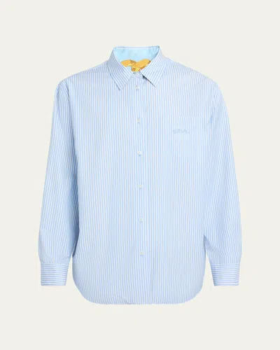 VERSACE MEN'S MEDUSA CHAIN AND STRIPE REVERSIBLE SPORT SHIRT