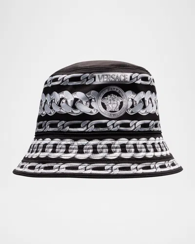 Versace Men's Medusa Chains Bucket Hat In Black