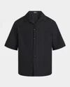 Versace Barocco-printed Short-sleeved Poplin Shirt In Blacksilver