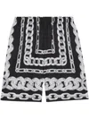Versace Men Medusa Chains Silk Shorts In Black