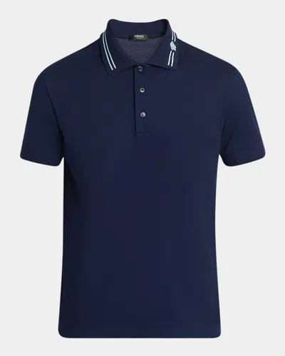 Versace Men's Medusa-collar Pique Polo Shirt