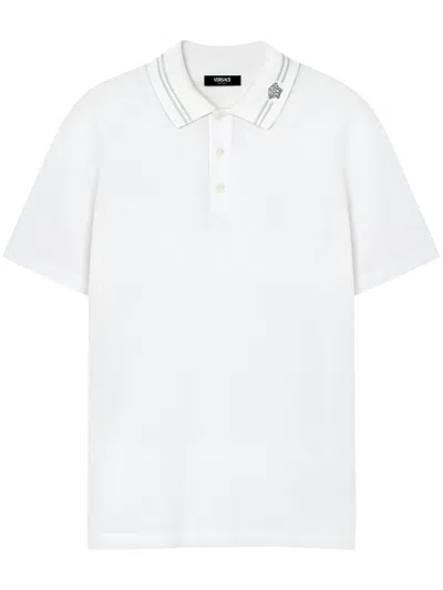 Versace Men Medusa Cotton Polo Shirt In Multicolor