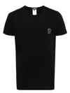Versace White Crewneck T-shirt With Medusa Print On The Front In Cotton Stretch Man In Black