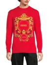 Versace Red Intarsia Knit Jacqurd Sweater In Red