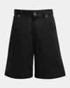 Versace Cotton Gabardine Shorts With Medusa Biggie Hardware Detail In Black