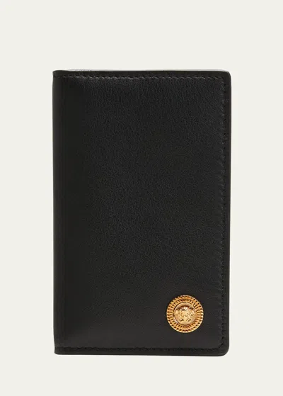 Versace Men's Medusa Head Medallion Bifold Wallet In Black