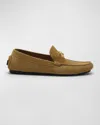 Versace Men's Medusa Head Suede Drivers In Sand