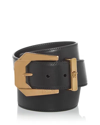 Versace Men's Medusa Heritage Leather Belt In Black