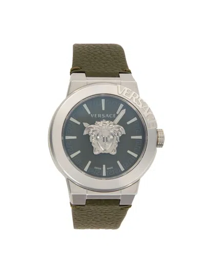 Versace Men's Medusa Infinite Stainless Steel Case & Leather Strap Watch/45mm