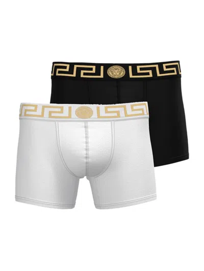 Versace Men's Medusa Key 2-pack Jersey Mixed Trunk Brief Set In Black