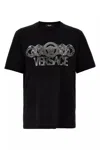 Versace Black T-shirt With Medusa Head Logo Print On The Front In Cotton Man In Multicolor