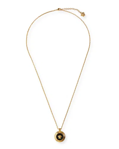 Versace Medusa Head Pendant Necklace In Gold Black