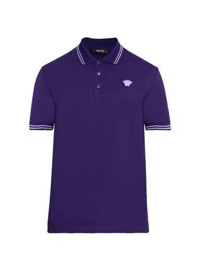 Versace Men's Medusa Pop Piqué Polo In Purple