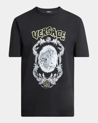 Versace Men's Medusa Punk T-shirt In Blackprint